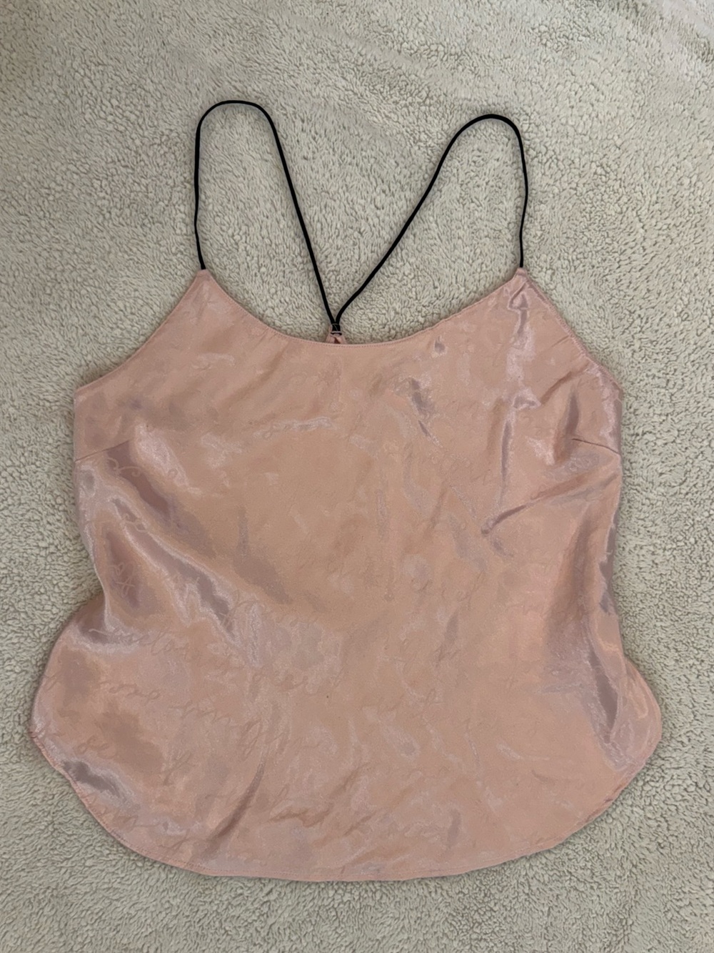 Silky Pink Victoria Secret Racerback Tank w| black piping details